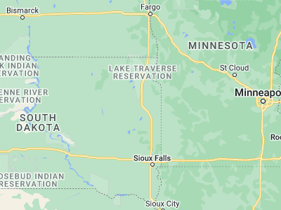 Map showing location of Watertown (44.89941, -97.11507)