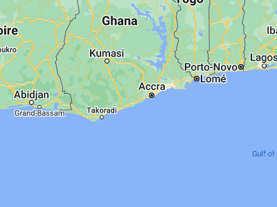 Map showing location of Winneba (5.35113, -0.62313)