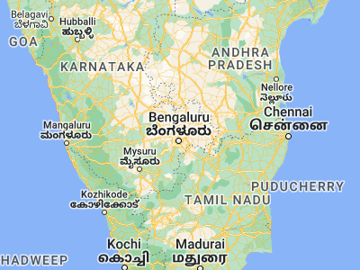 Map showing location of Yelahanka (13.1075, 77.60028)