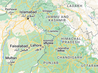 Map showing location of Zafarwāl (32.34631, 74.89987)