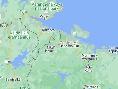 Map showing location of Zapolyarnyy (69.41541, 30.81355)